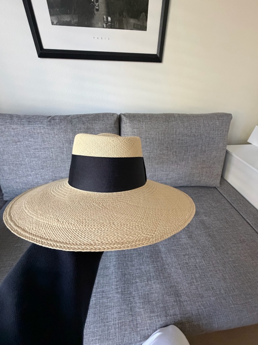 Women’s Wide-Brim Straw Sun Hat with Black Band